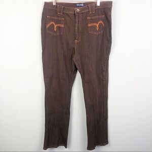 VILLAGE JEANS | Vintage Brown Textured Pants Orange Accents Women’s Plus Size 20